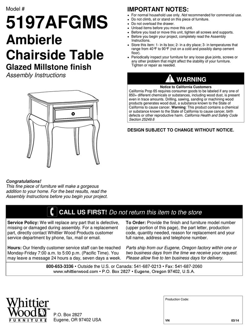 Whittier Wood 5197AFGMS Assembly instructions