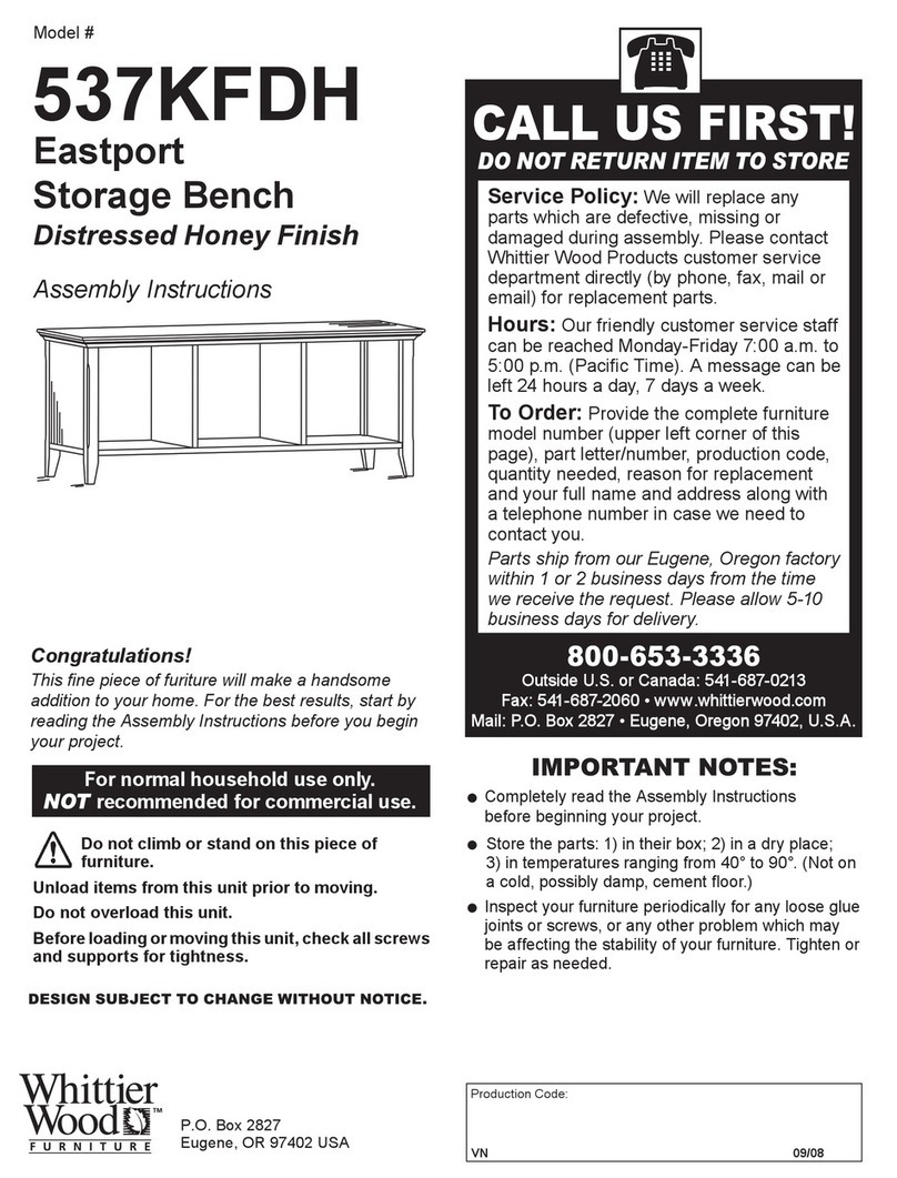 Whittier Wood 537KFDH Assembly instructions