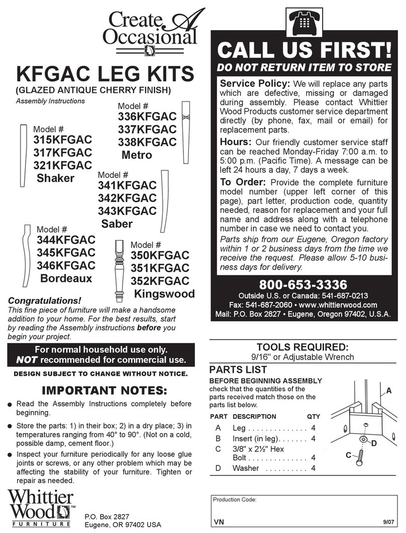 Whittier Wood 315KFGAC Assembly instructions