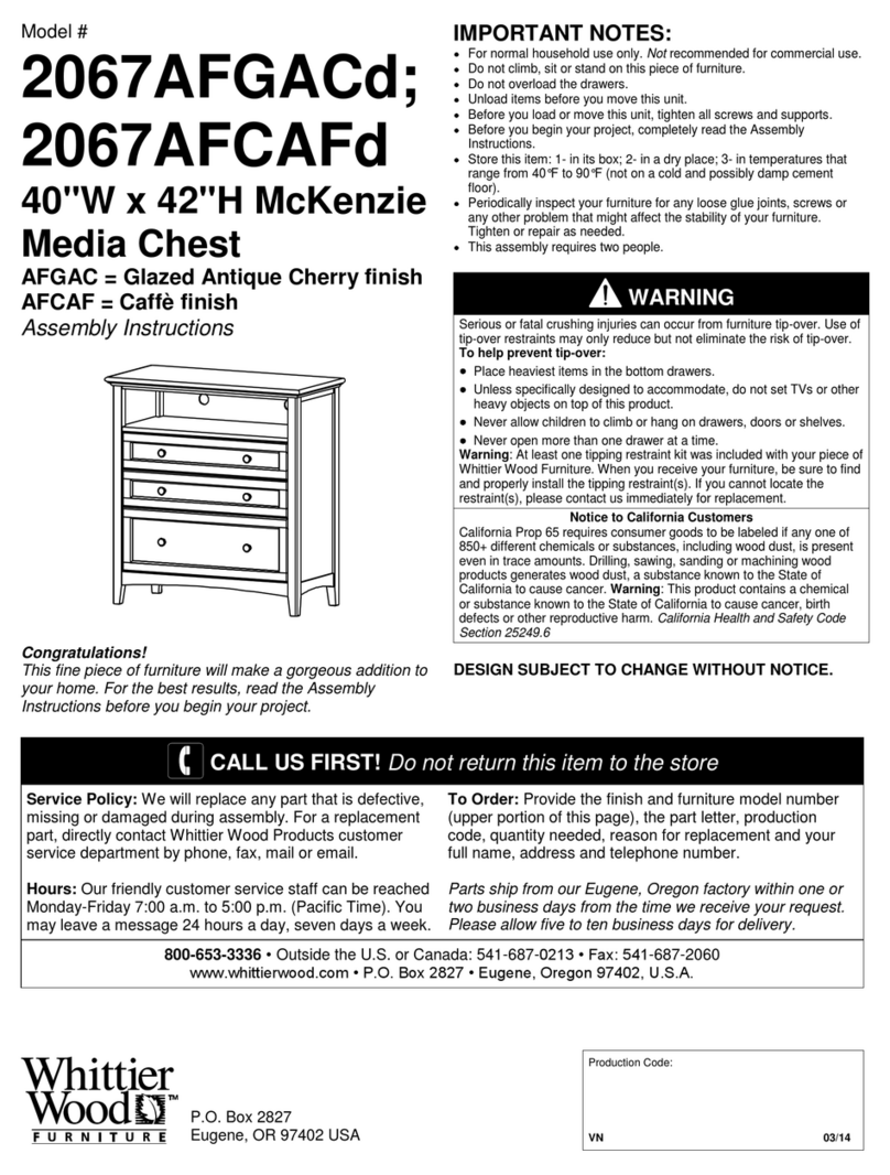Whittier Wood 2067AFGACd Assembly instructions Whittier Wood 2067AFGACd Assembly instructions