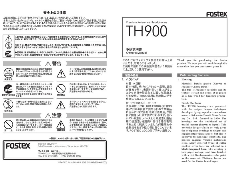 Fostex TH900 owner's manual