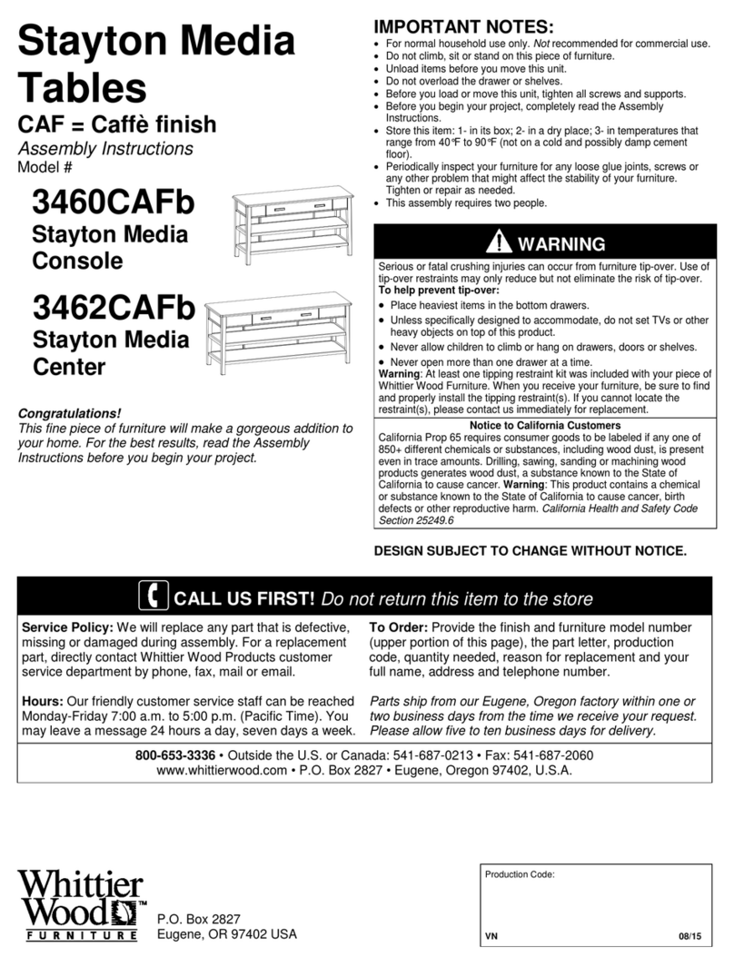 Whittier Wood 3460CAFb Assembly instructions Whittier Wood 3460CAFb Assembly instructions