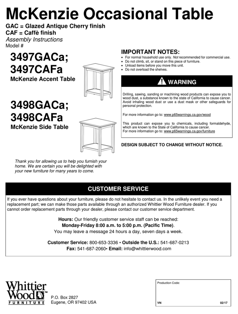 Whittier Wood 3498GACa Assembly instructions Whittier Wood 3498GACa Assembly instructions
