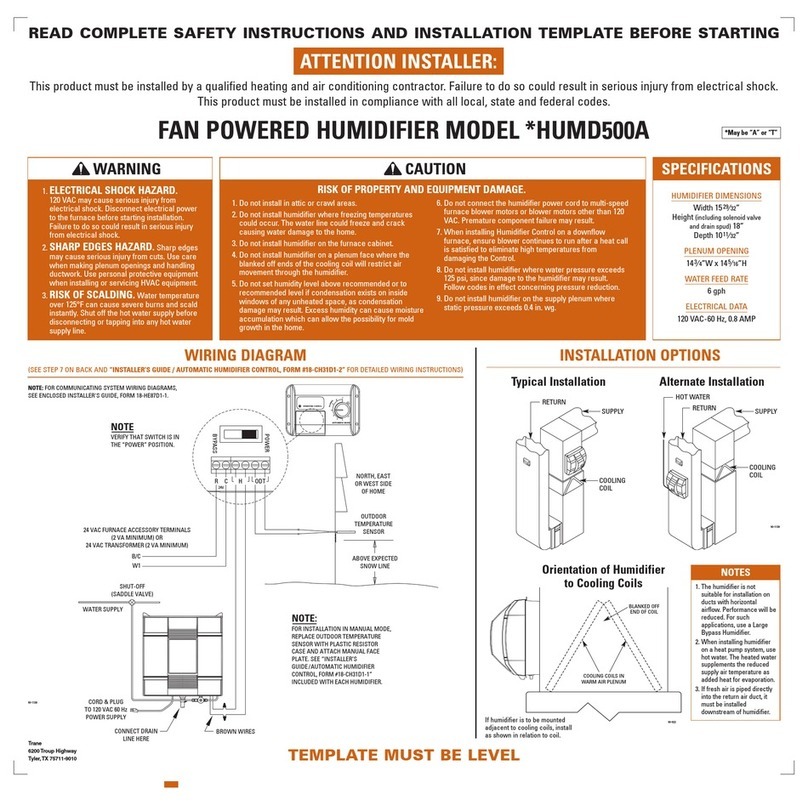 Trane HUMD500A Installation instructions