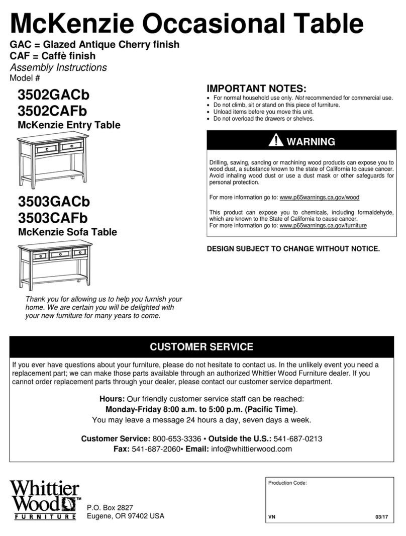 Whittier Wood 3502GACb Assembly instructions