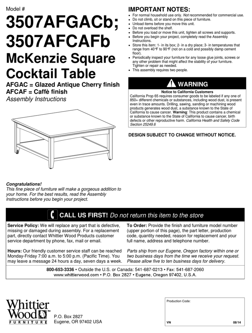 Whittier Wood 3507AFGACb Assembly instructions
