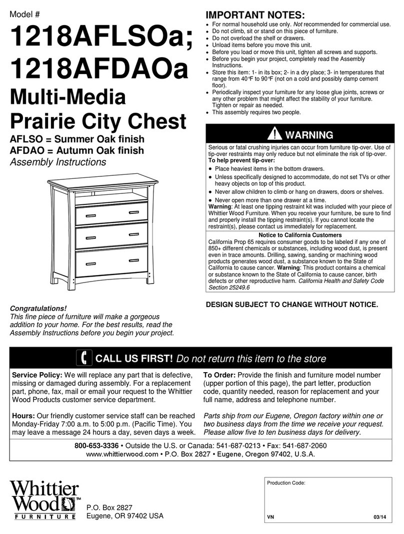 Whittier Wood 1218AFLSOa Assembly instructions