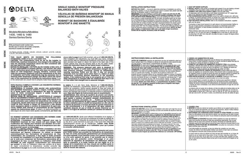 Delta 1430 Series Installation instructions manual