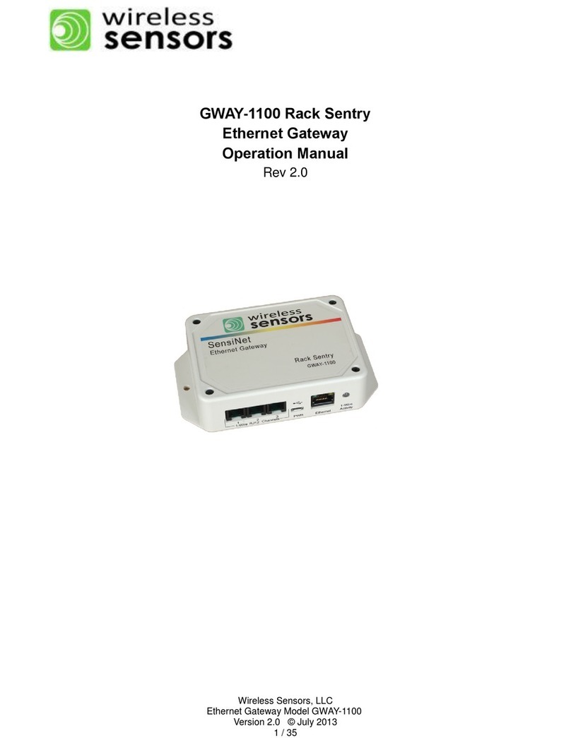 Wireless Sensors GWAY-1100 operating manual Wireless Sensors GWAY-1100 operating manual