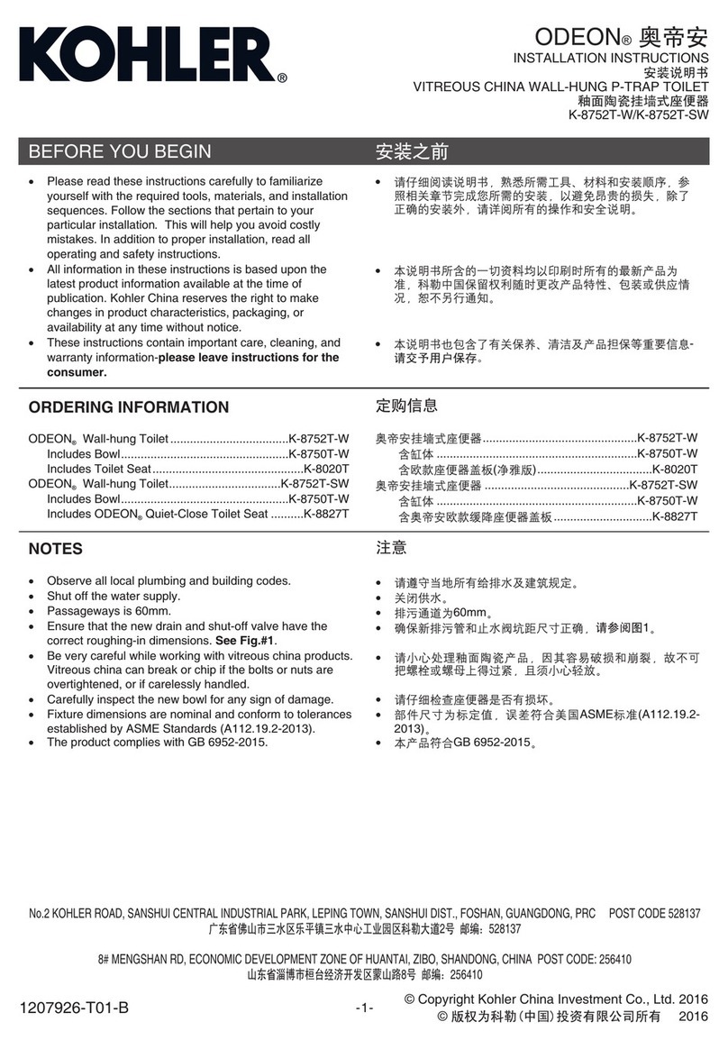 Kohler ODEON K-8752T-W User manual