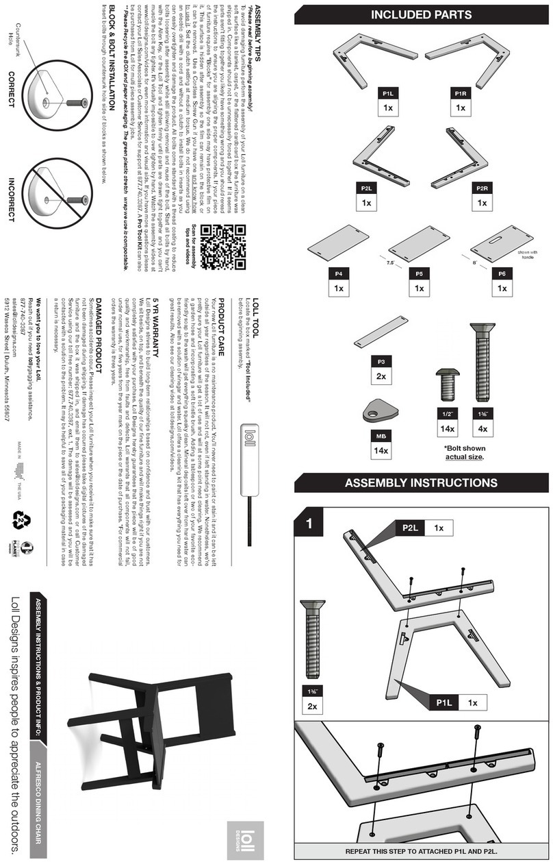 Loll Designs ALFRESCO DINING CHAIR Assembly instructions