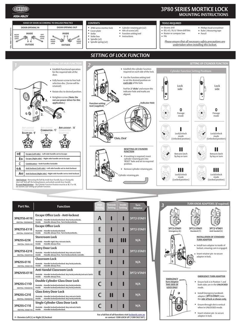 Assa Abloy Lockwood 3P82TSS-A11E User manual