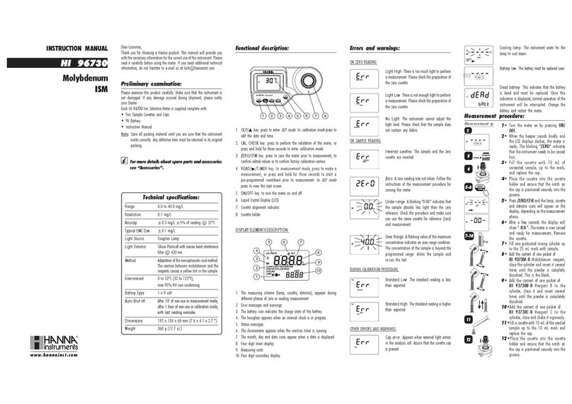 Hanna Instruments HI-96730 instruction manual