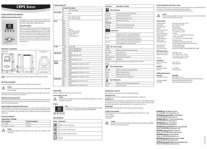 Rotronic CRP5 SERIES User manual