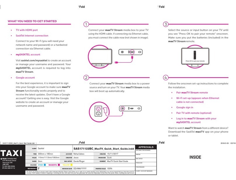 SaskTel maxTV Stream Quick start guides