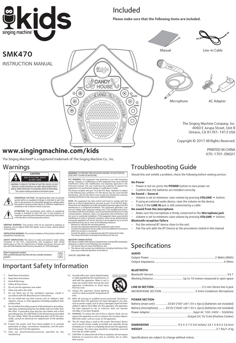 The Singing Machine SMK470 User manual