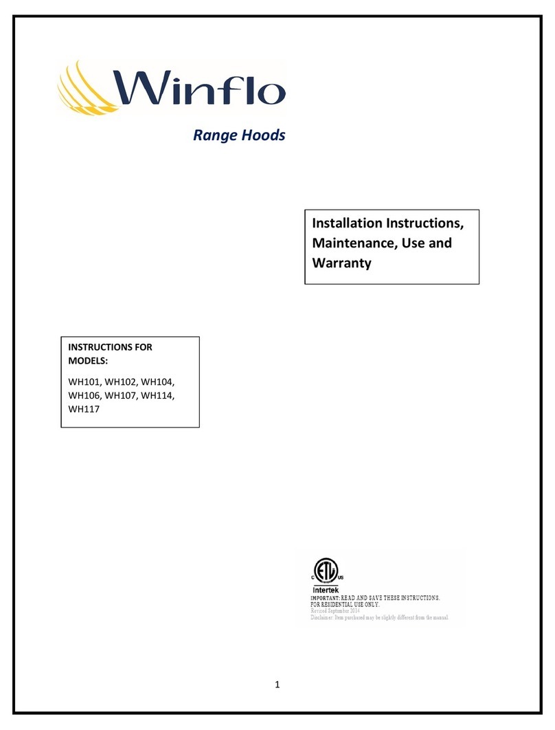Winflo WH101 Installation Instructions, Maintenance, Use and Warranty