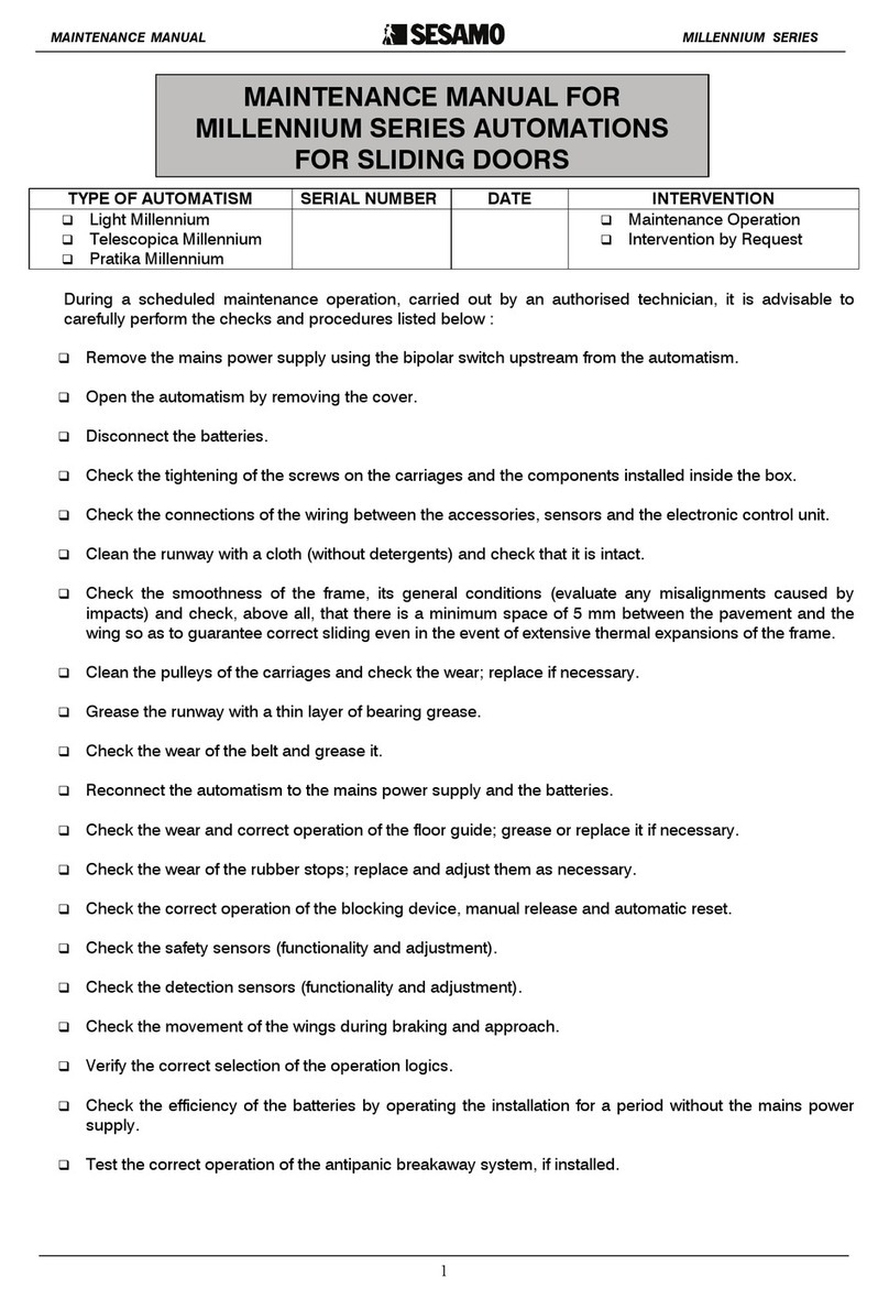 Sesamo MILLENNIUM SERIES Operating instructions