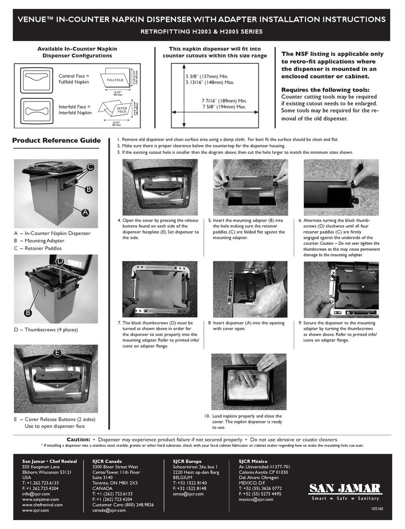 San Jamar VENUE H2003 Series installation instructions