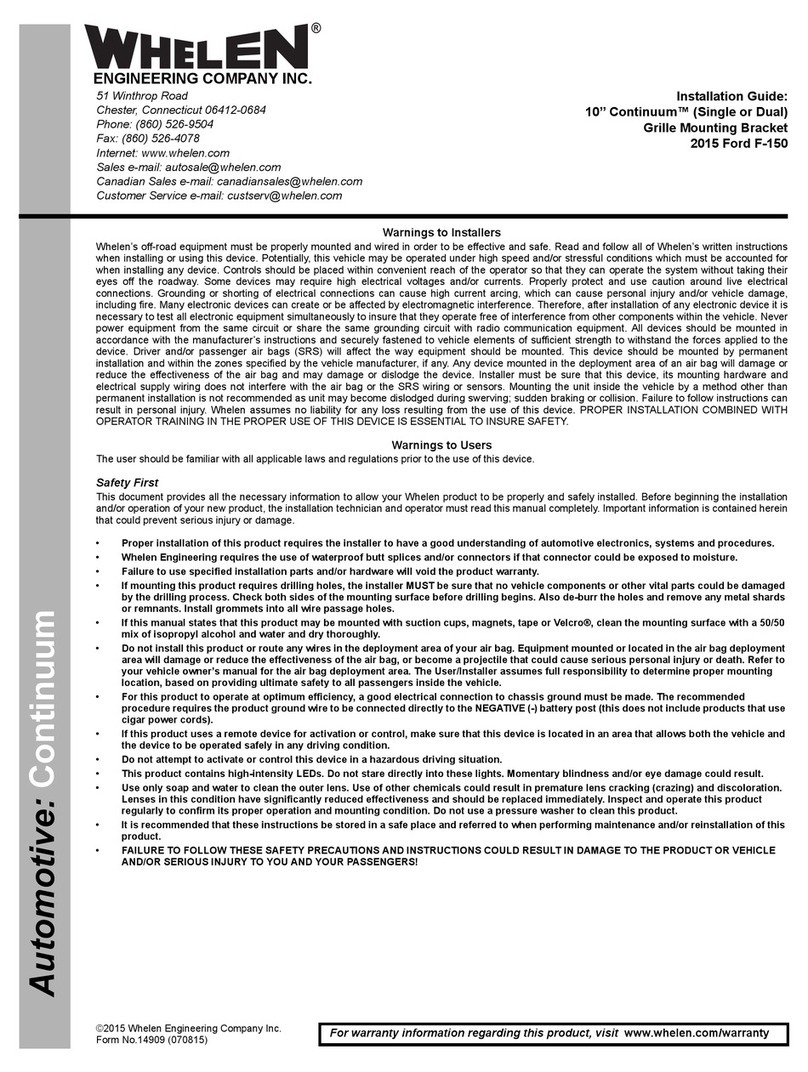 Whelen Engineering Company 10” Continuum Single installation guide Whelen Engineering Company 10” Continuum Single installation guide