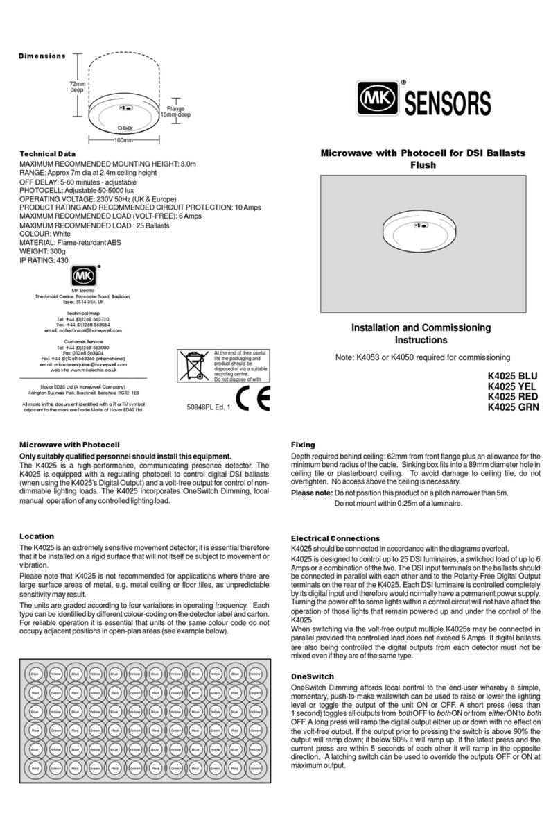 MK Sensors K4025 BLU Installation and commissioning instructions
