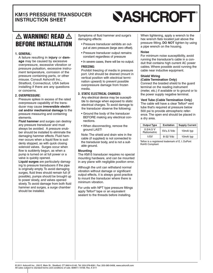 Ashcroft KM15 instruction sheet