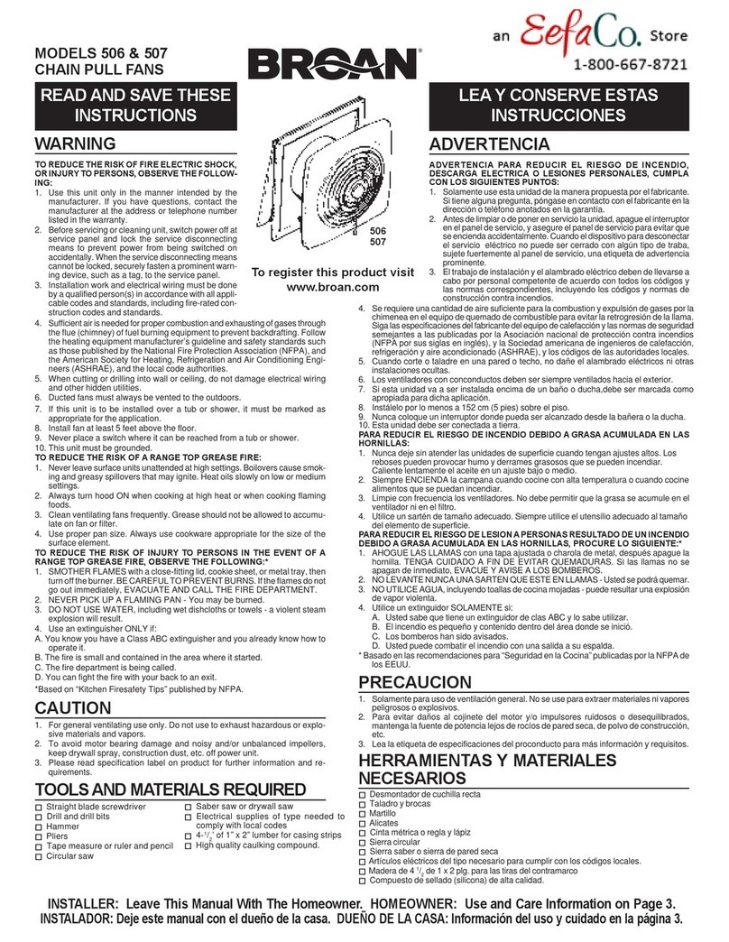 Broan 506 User manual