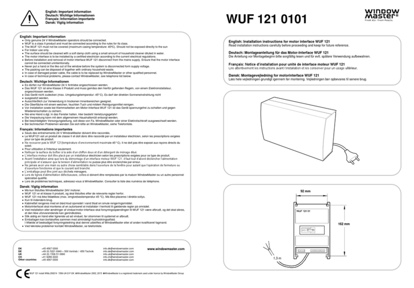 WindowMaster WUF 121 0101 Service manual