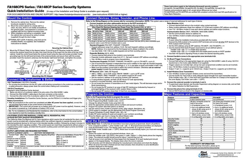 First Alert FA148CP Series Quick installation guide First Alert FA148CP Series Quick installation guide
