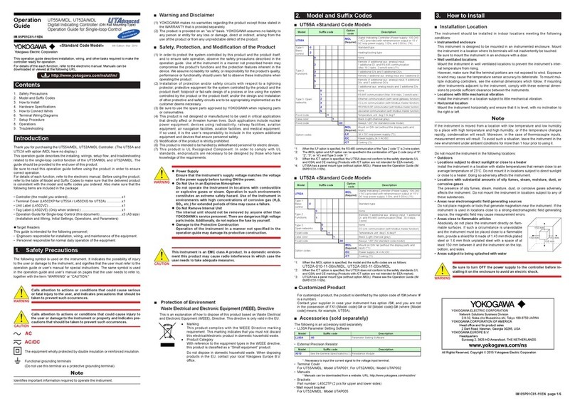 YOKOGAWA UT52A/MDL series Operation guide