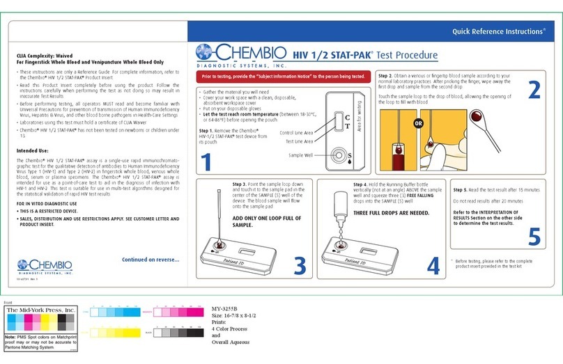 Chembio HIV 1/2 STAT-PAK Quick reference instructions