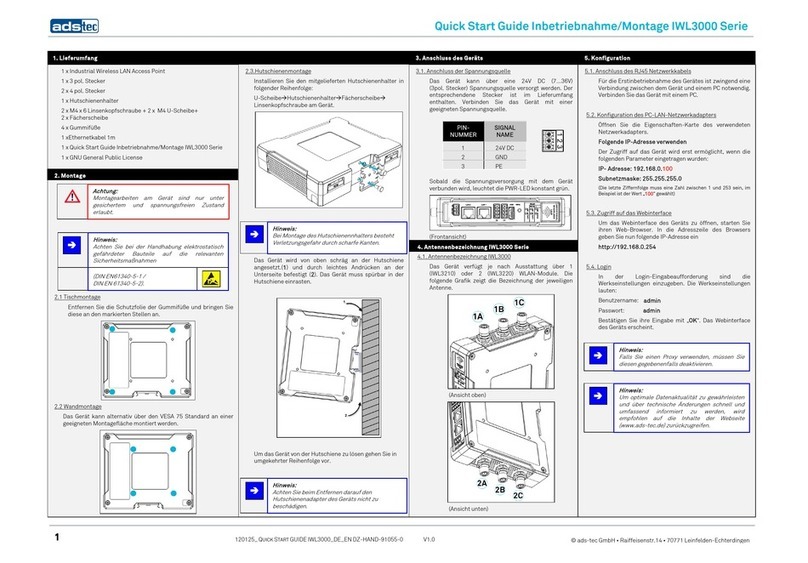 adstec IWL3000 Series Operating and maintenance instructions