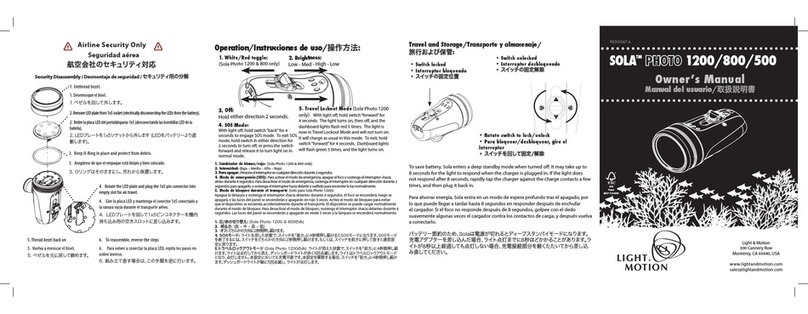 Light & Motion SOLA PHOTO 800 User manual