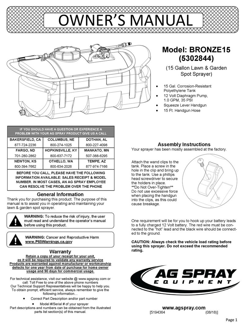AG SPRAY BRONZE15 owner's manual