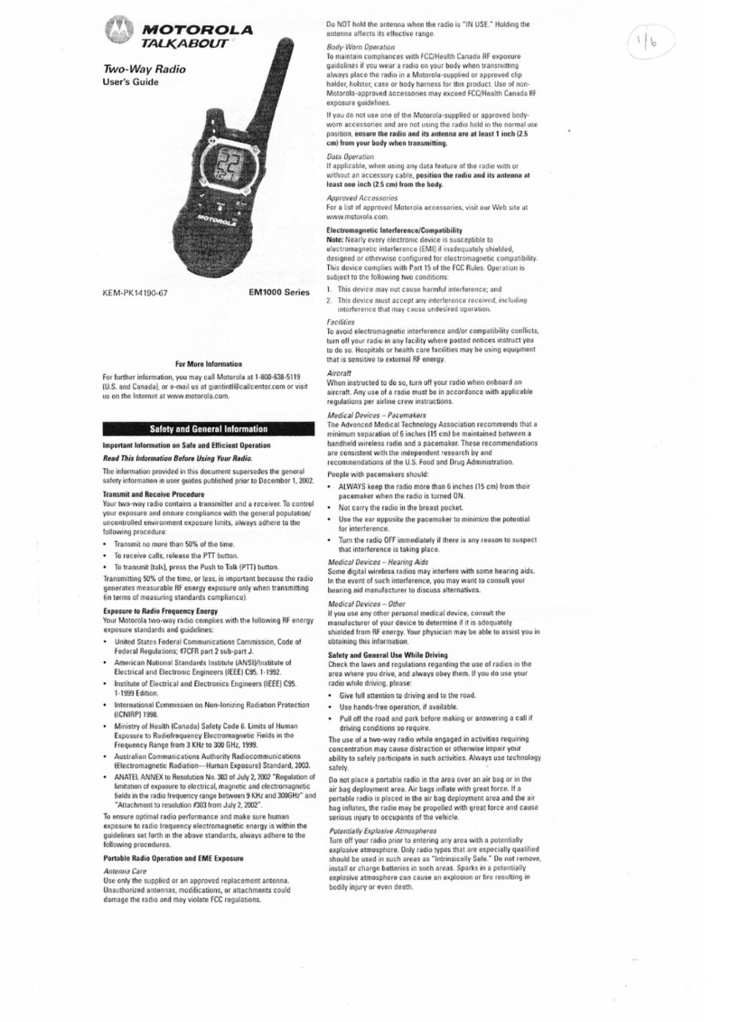 Motorola TALKABOUT EM1000 series User manual
