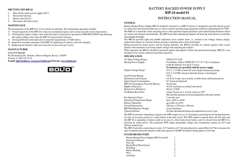 bolid RIP-24 instruction manual