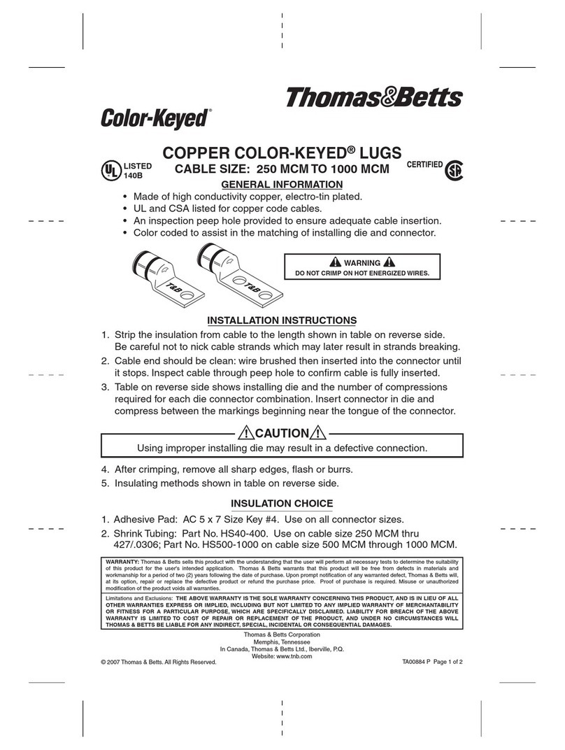 Thomas&Betts COPPER COLOR-KEYED LUGS installation instructions Thomas&Betts COPPER COLOR-KEYED LUGS installation instructions