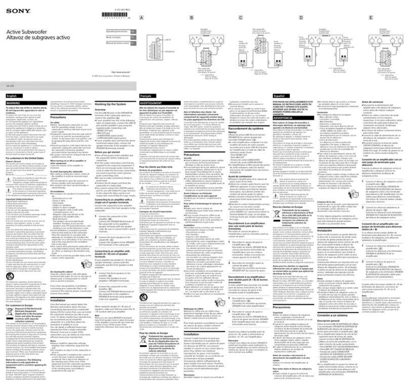 Sony SA-SC9 operating instructions