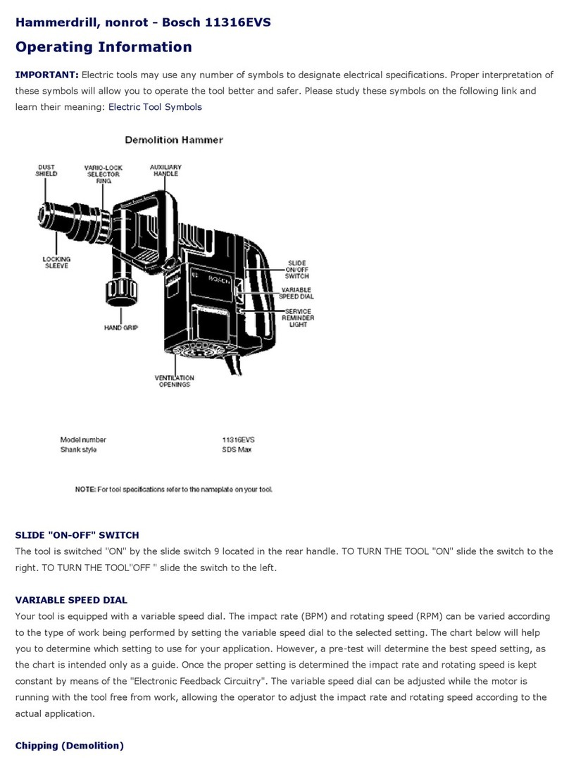 Bosch 11316EVS - SDS Max Demolition Hammer 14A... Operating information