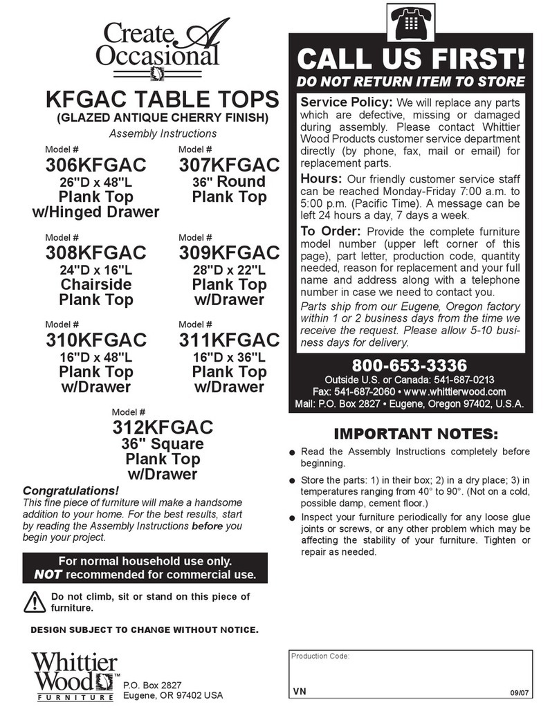 Whittier Wood 306KFGAC Assembly instructions Whittier Wood 306KFGAC Assembly instructions