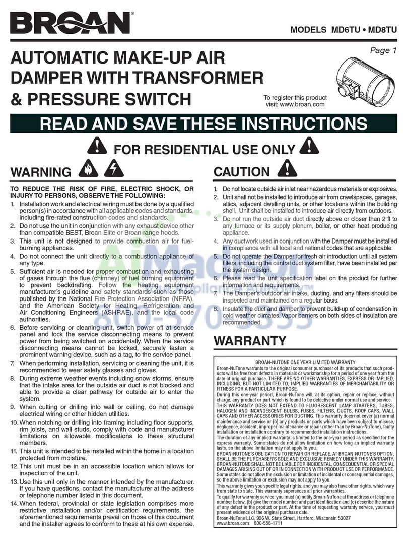 Broan MD6TU installation instructions