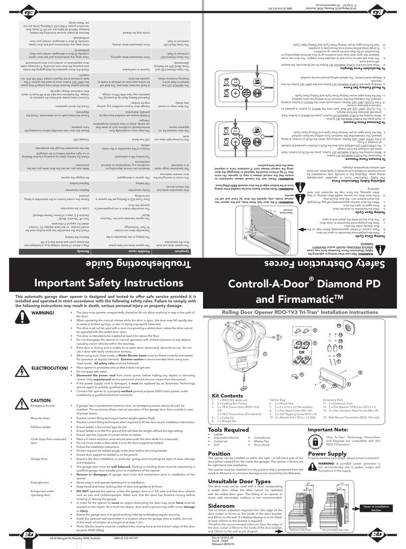 Controll-A-Door RDO-1V3 installation instructions