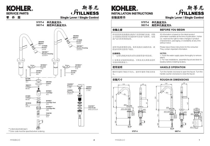 Kohler Stillness 979T-4 User manual