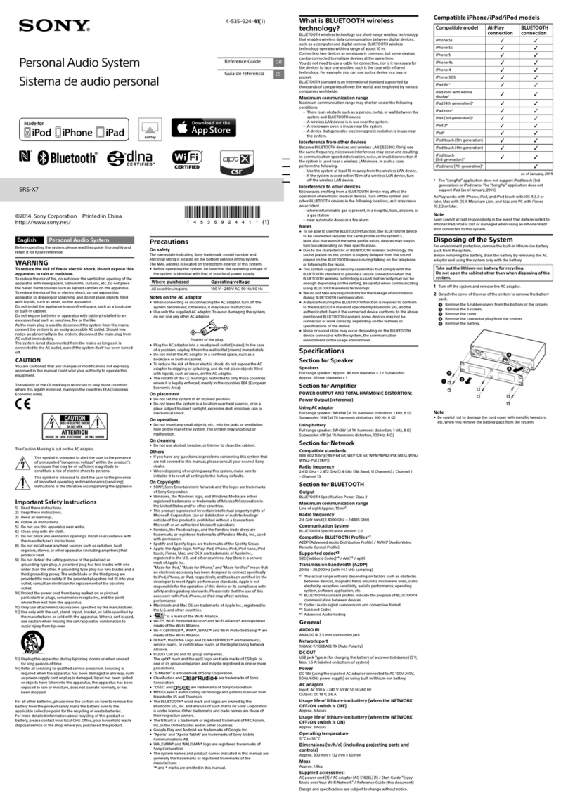 Sony SRS-X7 User manual
