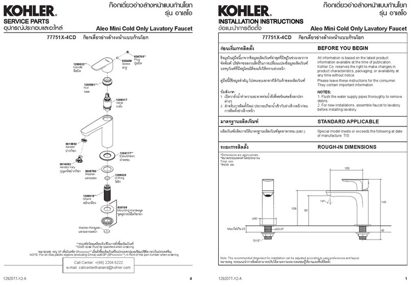 Kohler Aleo 77751X-4CD User manual