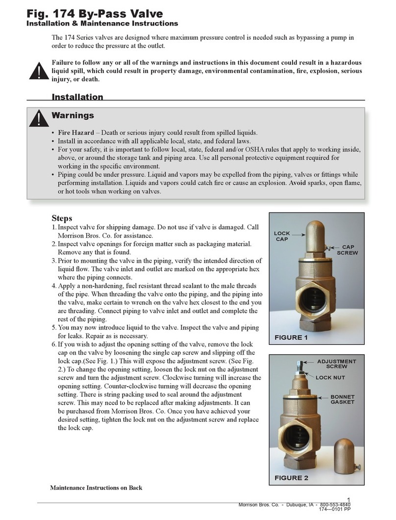 Morrison Bros. co. 174 Series Installation & maintenance instructions
