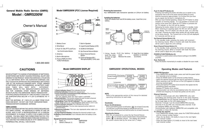 Audiovox GMRS200W owner's manual