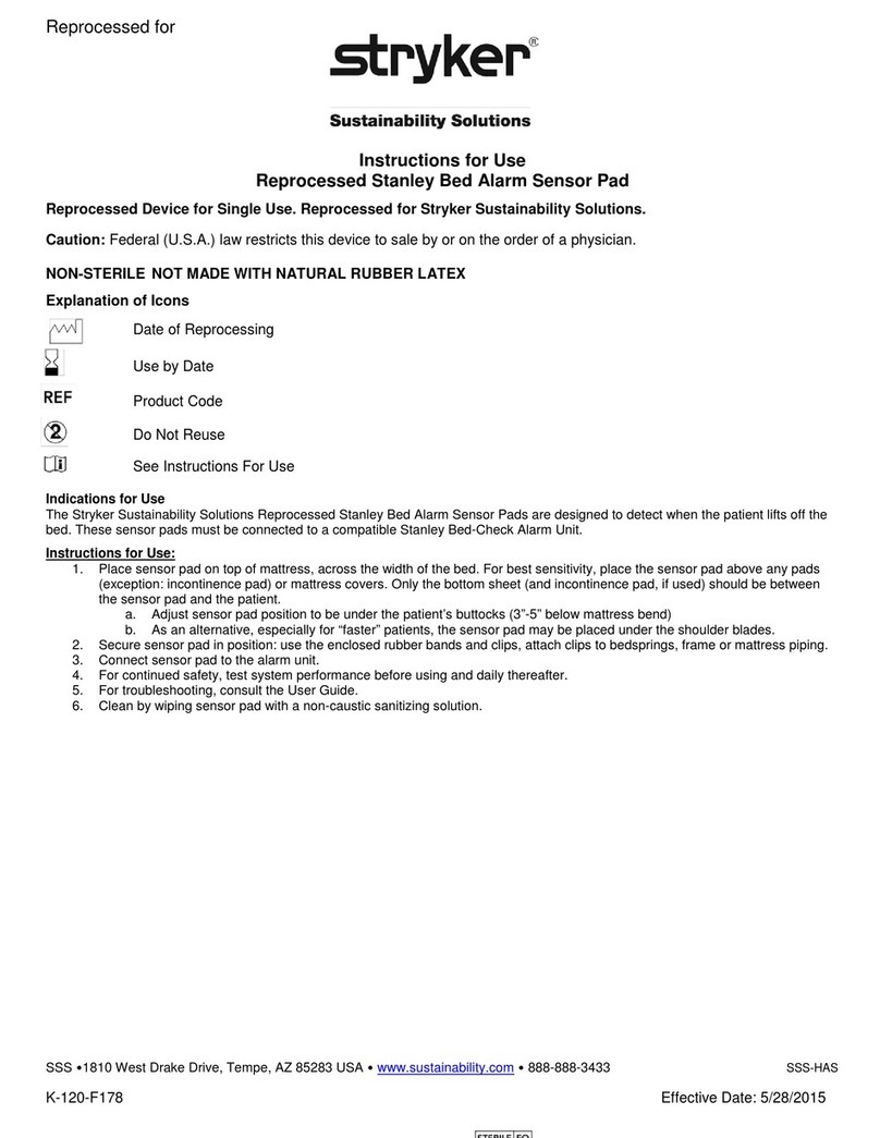 Stryker Reprocessed Stanley Bed Alarm Sensor Pad User manual
