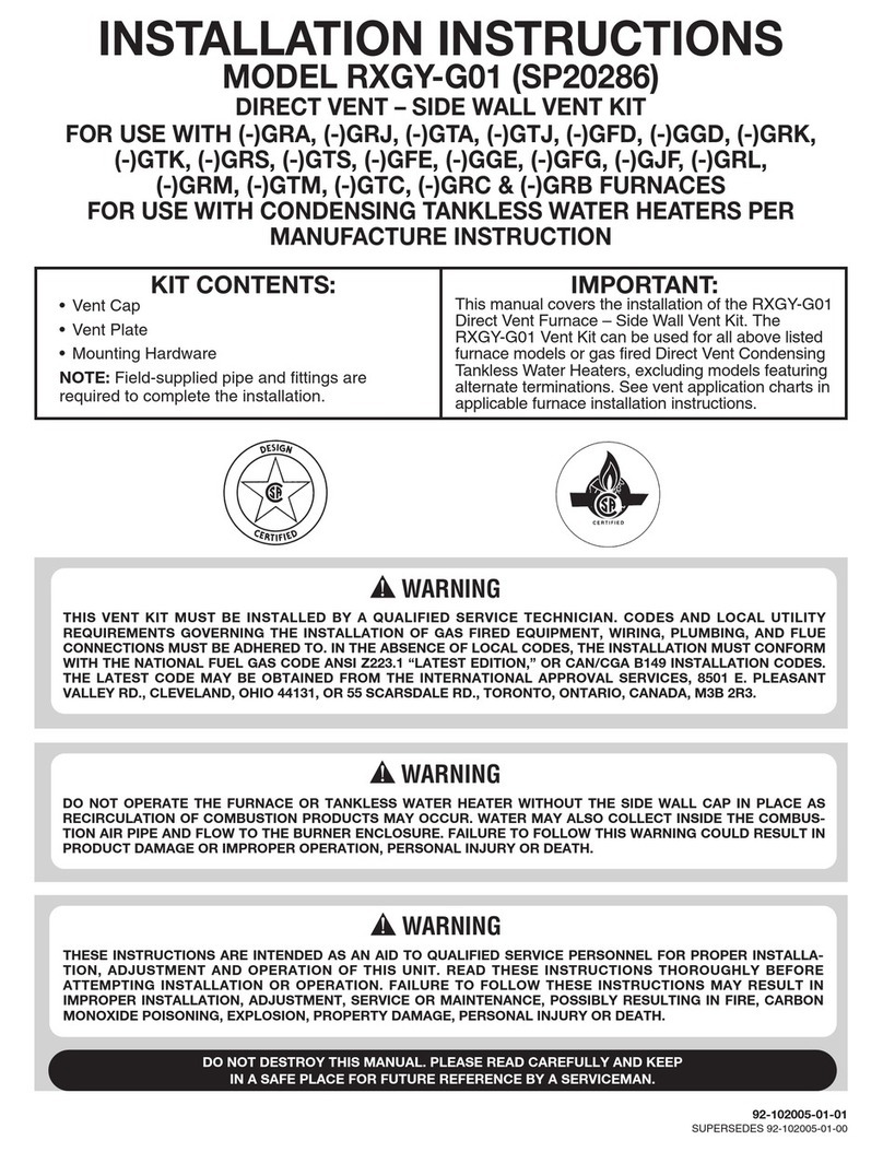 Rheem RXGY-G01 User manual