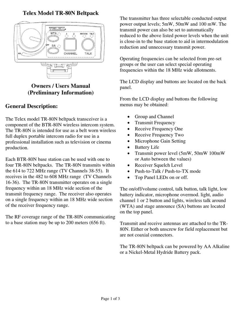 Telex RadioCom TR-80N Owner & user manual